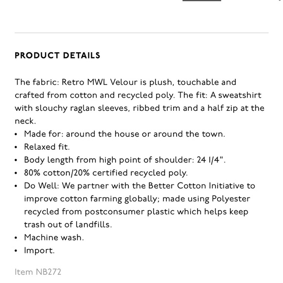 Madewell MWL velour half-zip sweatshirt - Picture 9 of 9